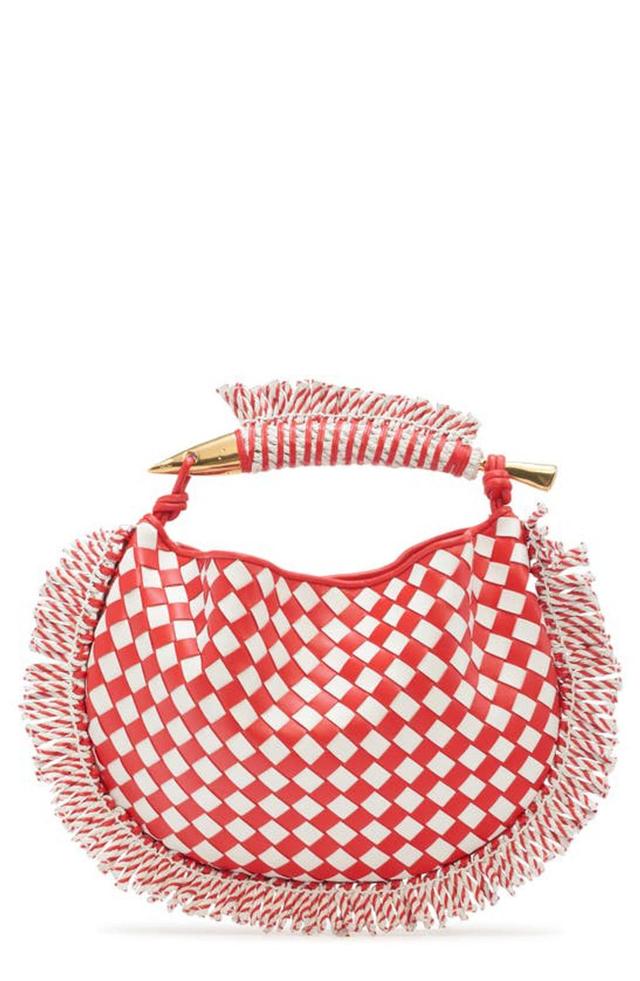 BOTTEGA VENETA Small Sardine Intrecciato Top Handle Bag In Checkered Fringe Product Image