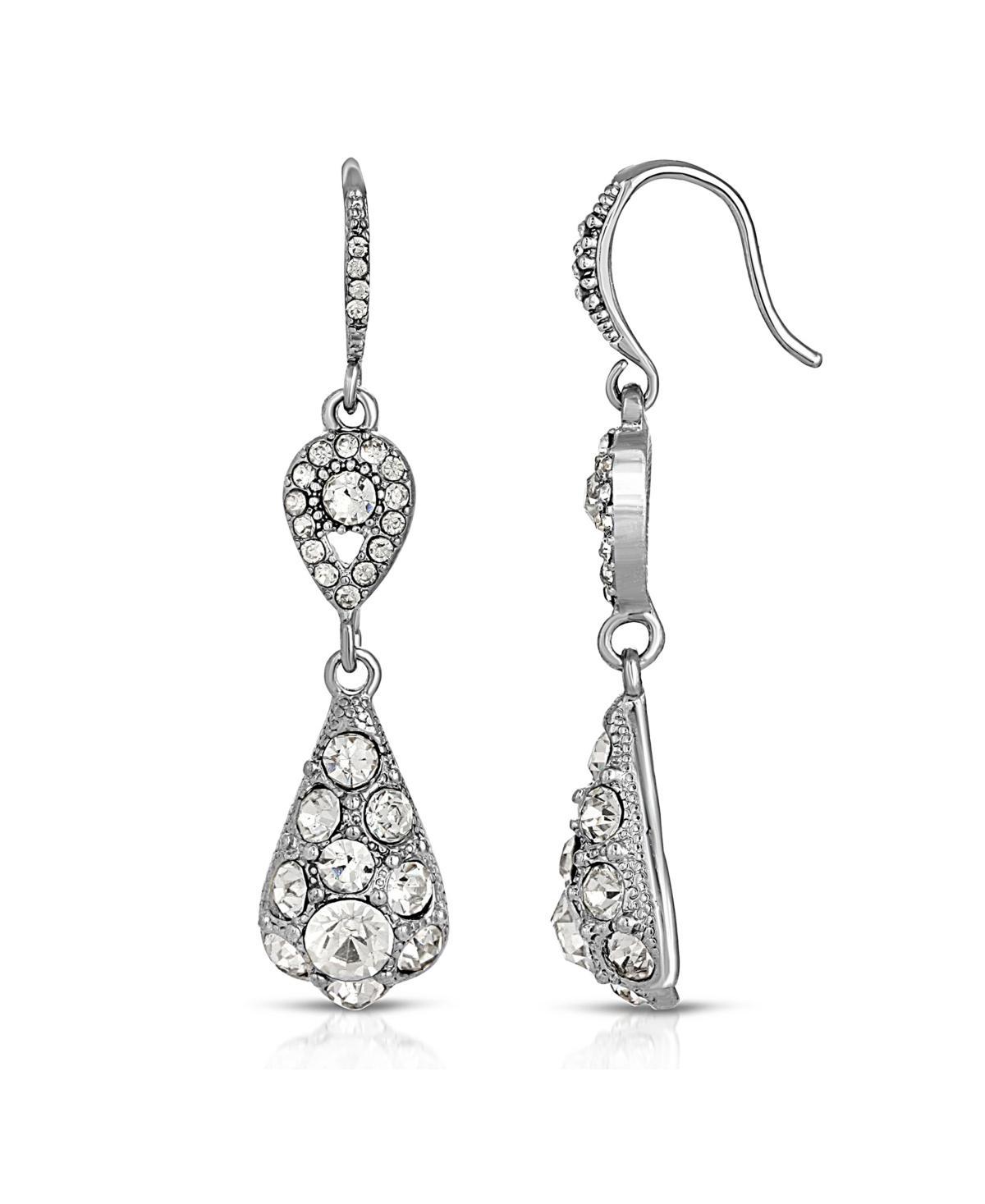 1928 Silver-Tone Crystal Drop Earrings, Womens, Multi Product Image