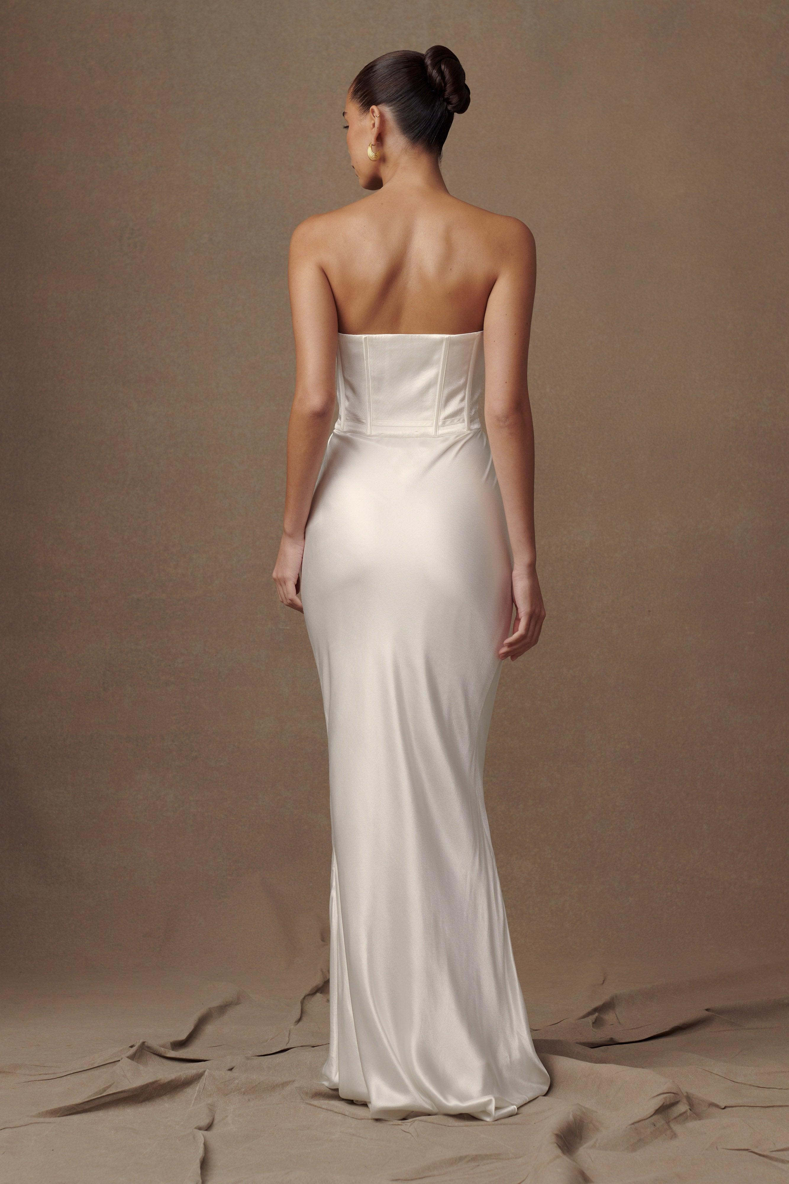 Harlow Satin Strapless Maxi Dress - Ivory Product Image