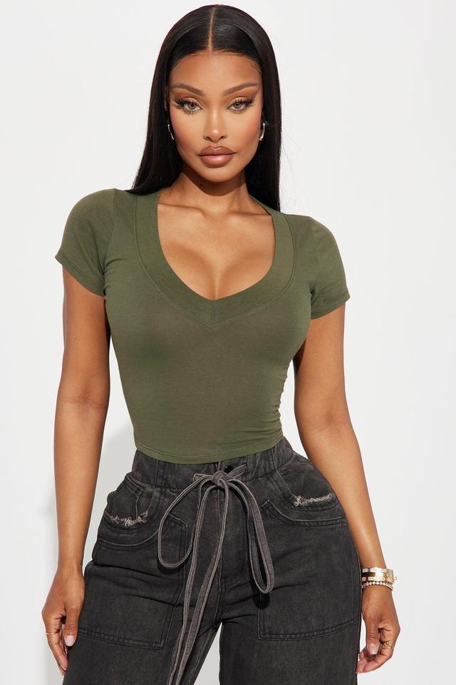 Delaney Short Sleeve Top - Olive Product Image