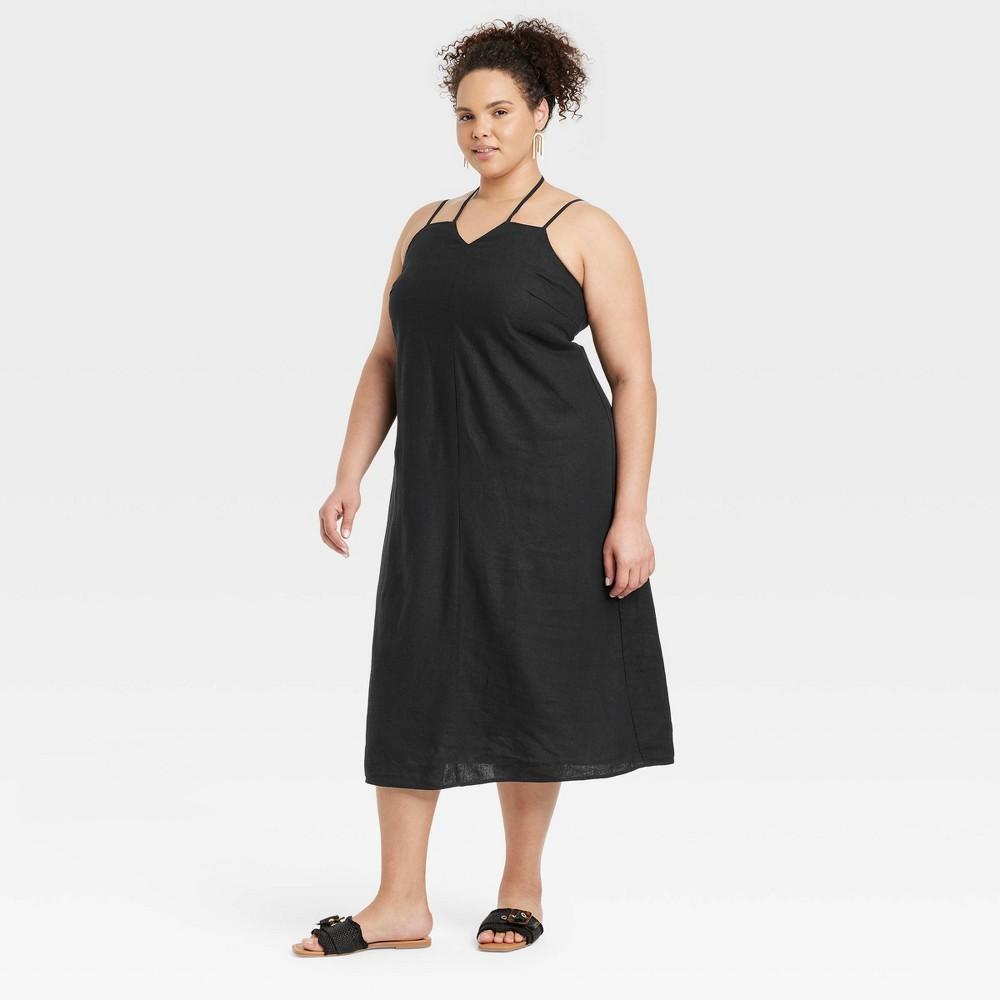 Womens Linen Midi Sundress - Universal Thread Black 4X Product Image