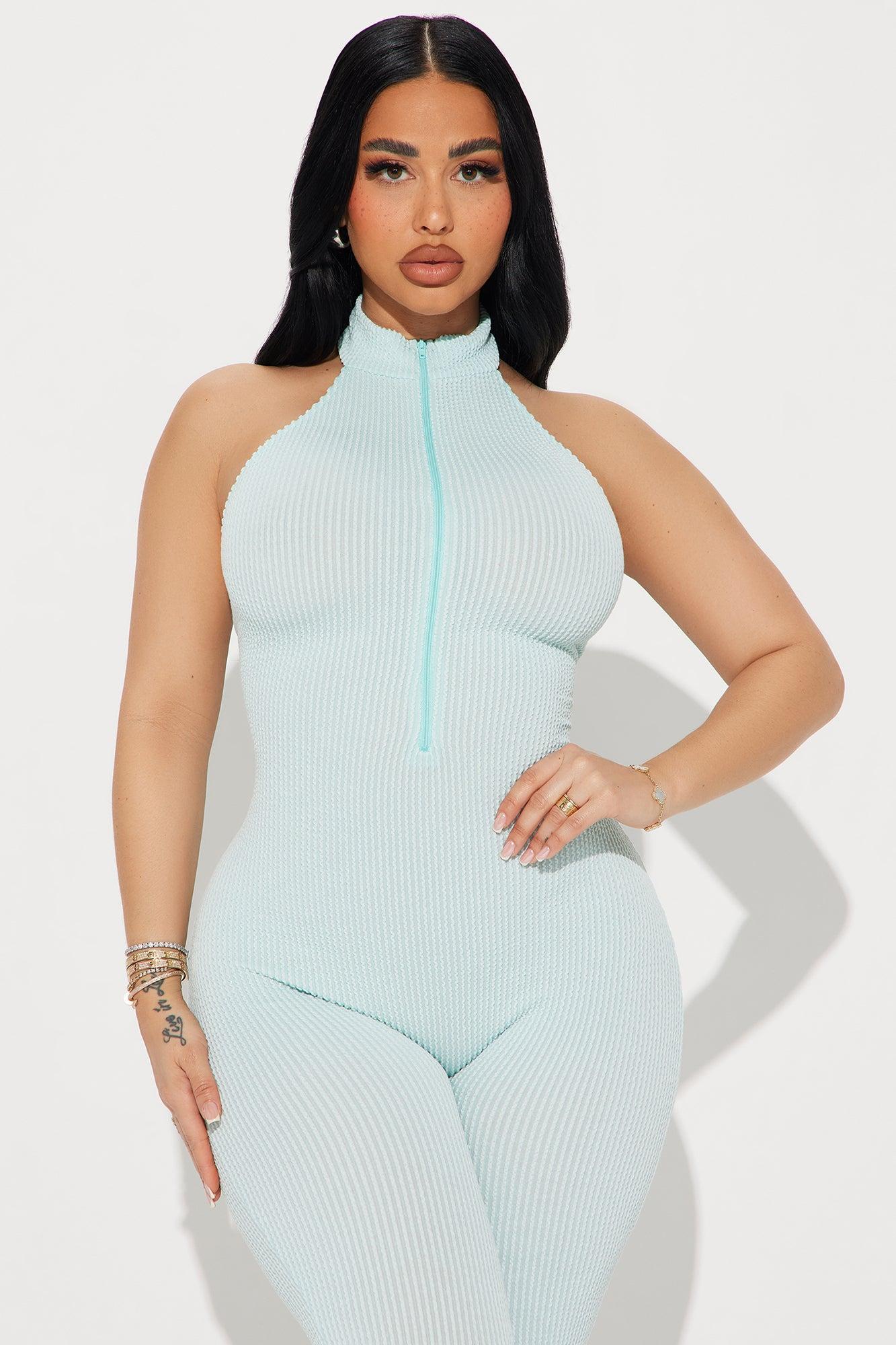 Your Latest Update Ribbed Jumpsuit - Light Blue Product Image