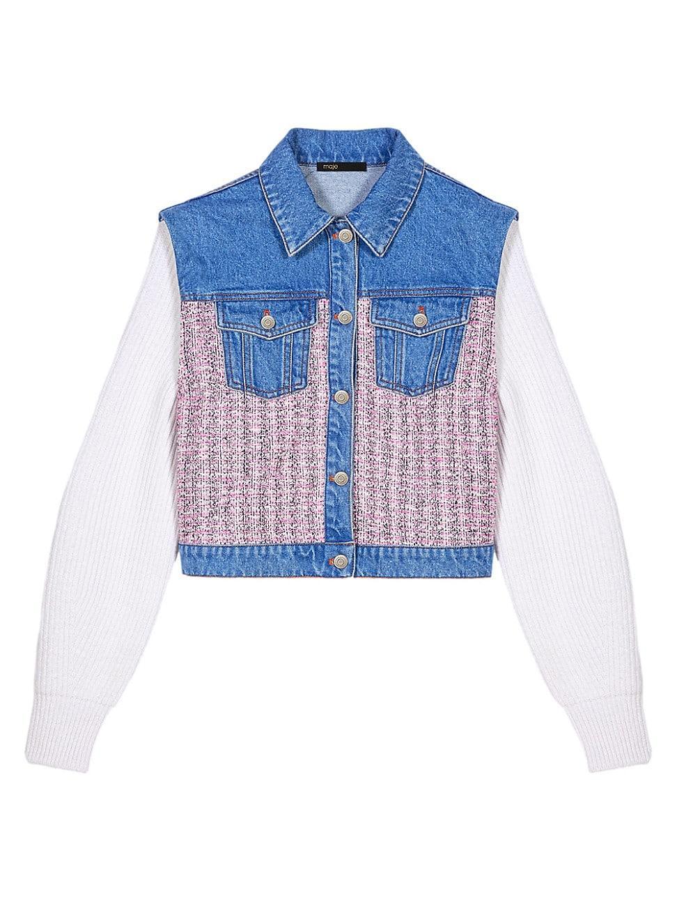 Maje Batri Mixed Media Denim Jacket Product Image