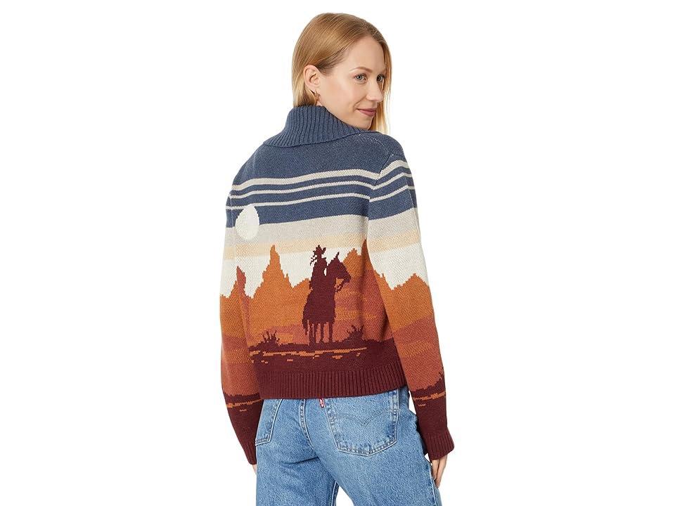 Pendleton Western Scenic Cardigan (Blue/Rust ) Women's Clothing Product Image