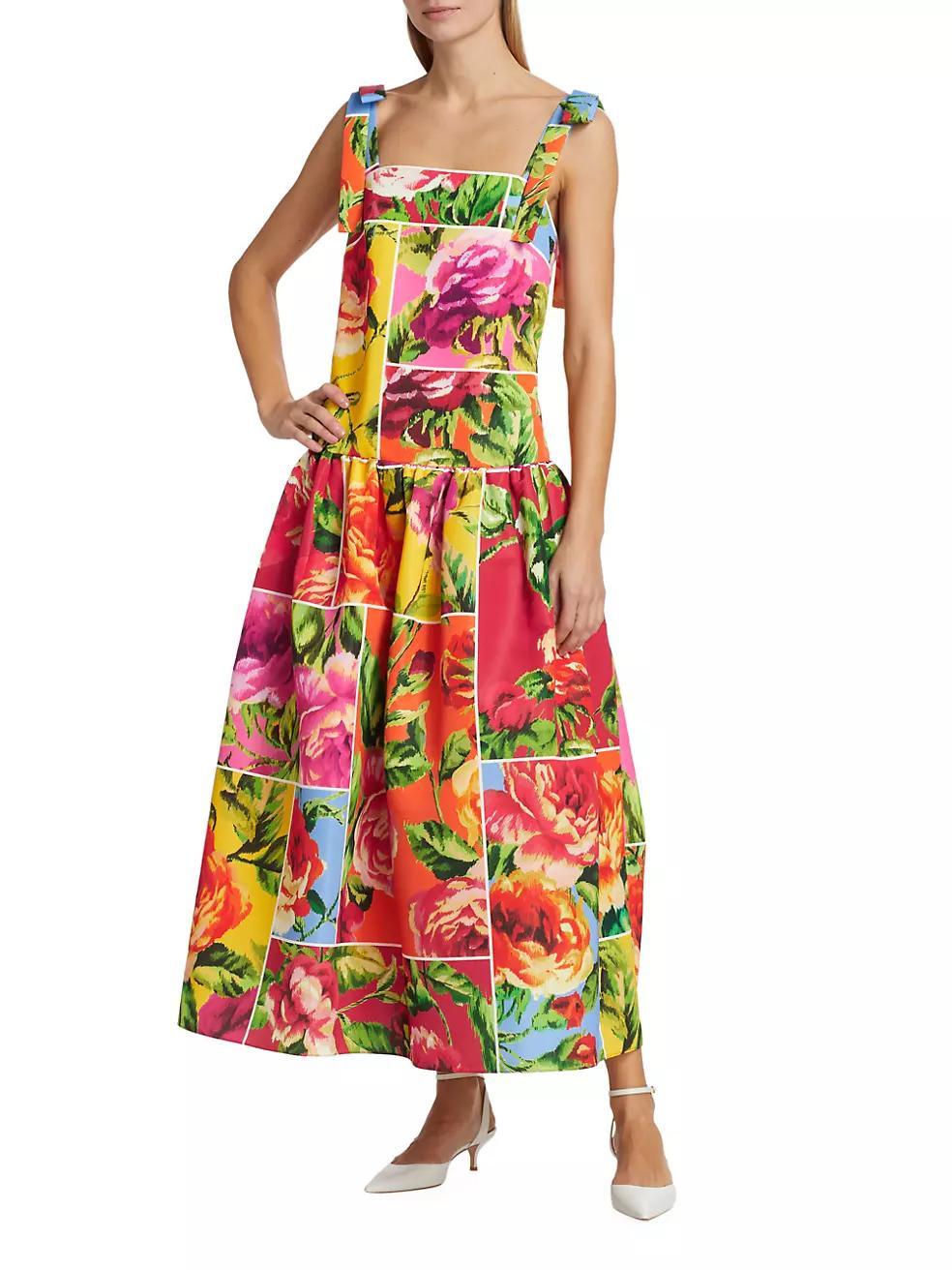 Windowed Floral Bow-Strap Cocktail Dress Product Image