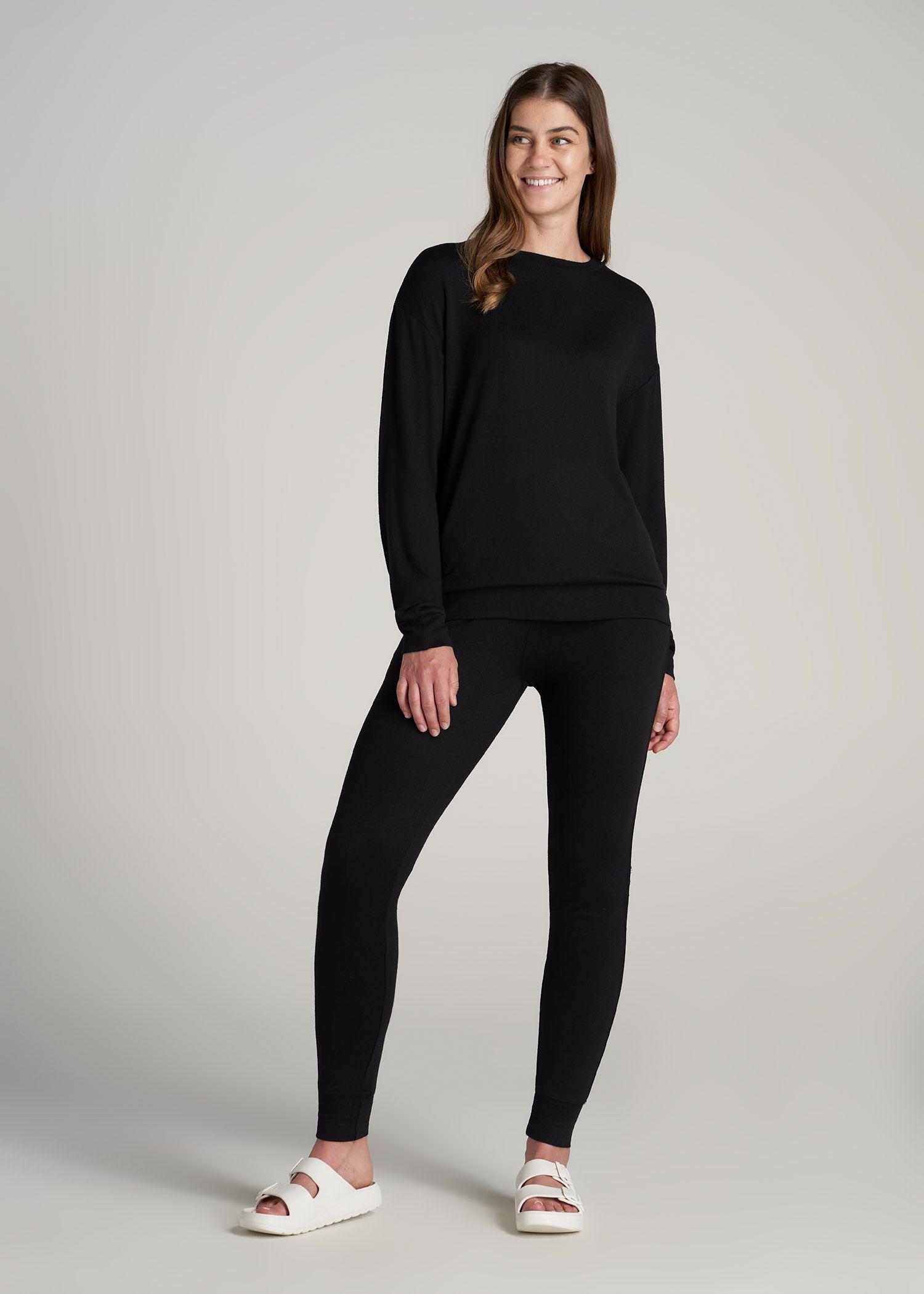 Cozy Lounge Crewneck in Black - Tall Women's Shirts Female Product Image