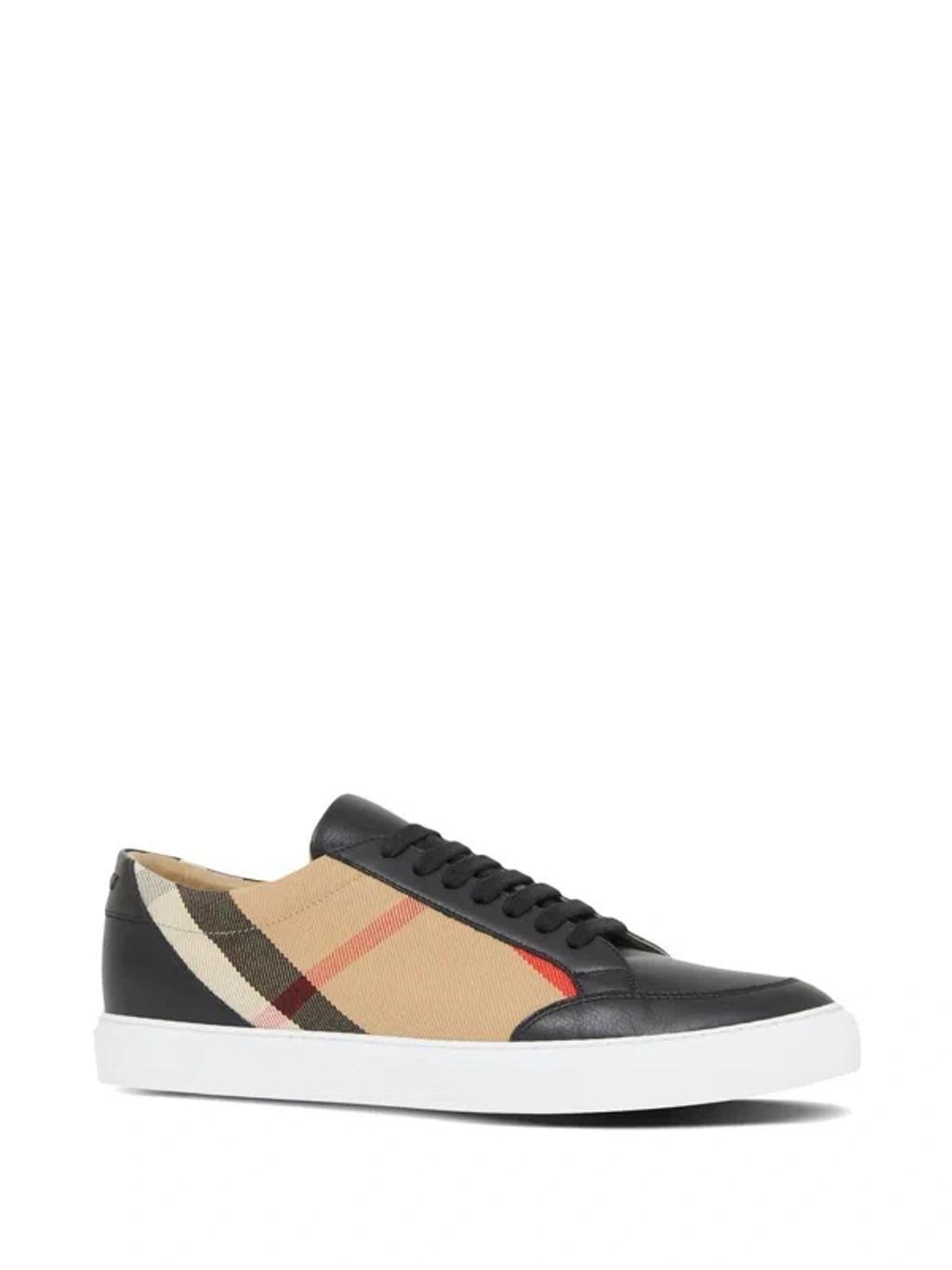 BURBERRY Check Leather Sneakers In Black Product Image