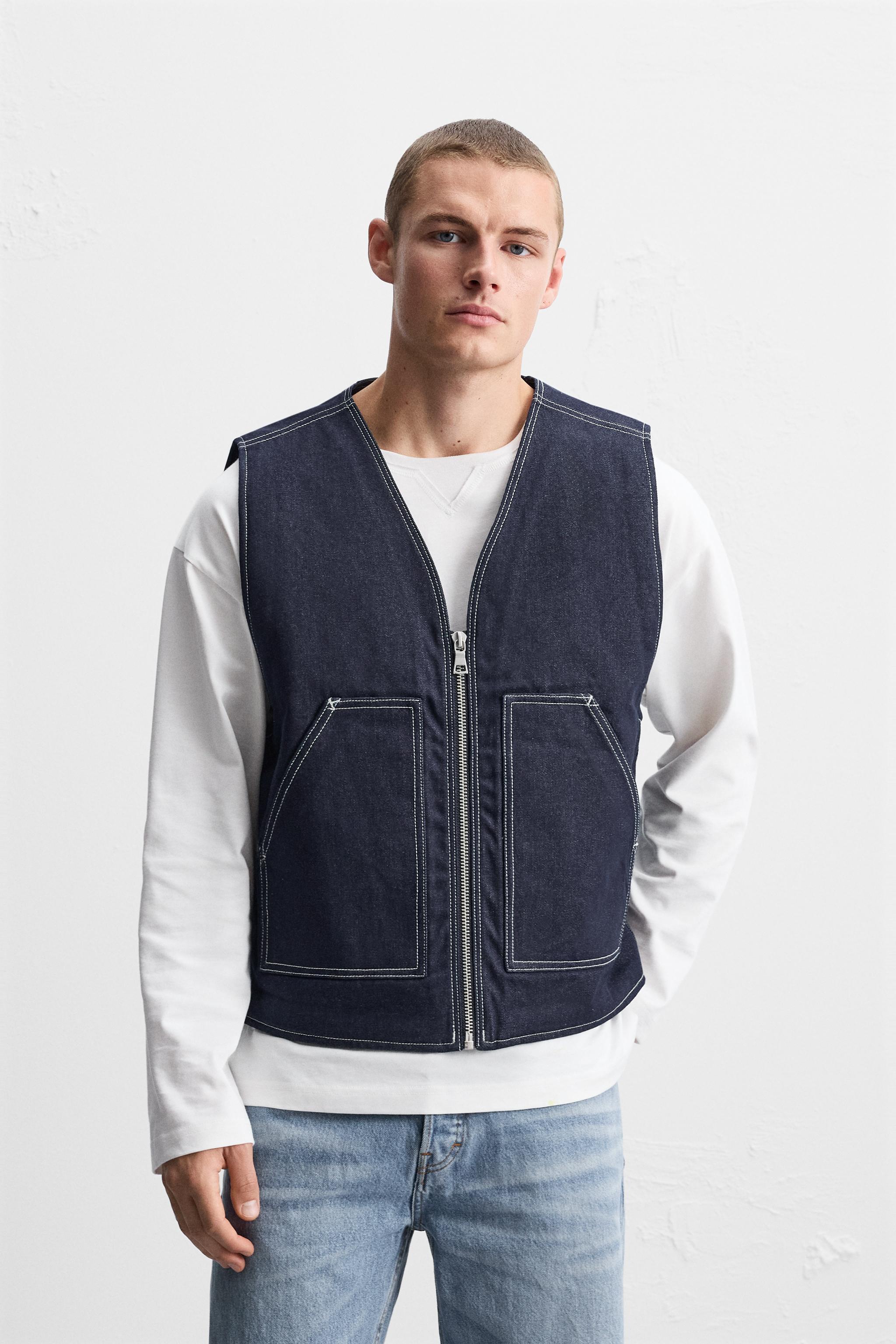 SEAMED DENIM VEST Product Image