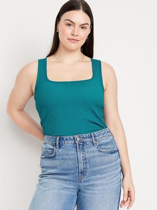 Square-Neck Textured Tank Top Product Image