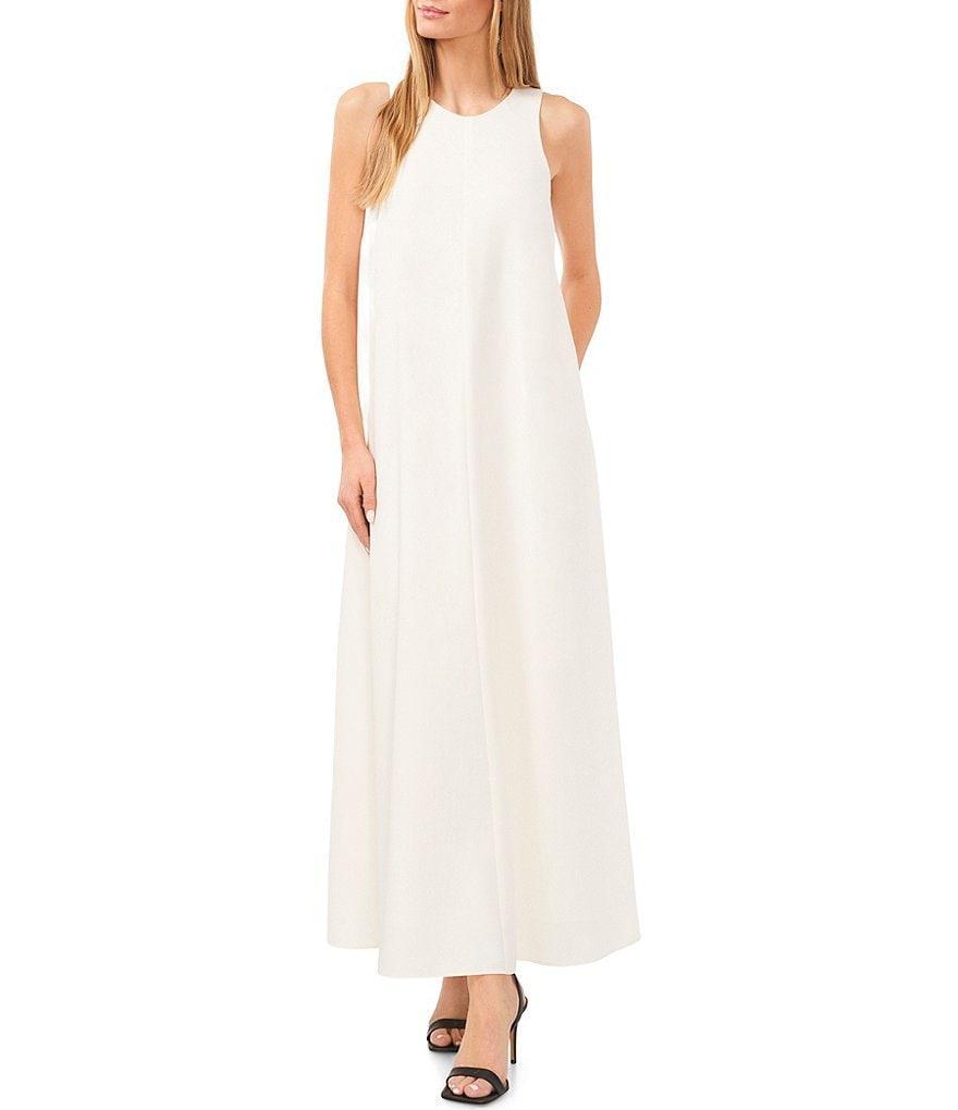 CeCe Crew Neck Sleeveless Bow Open Back Moss Crepe Maxi Dress Product Image