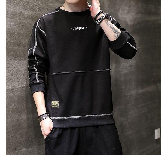 Long-Sleeve Crew Neck Lettering Sweatshirt Product Image