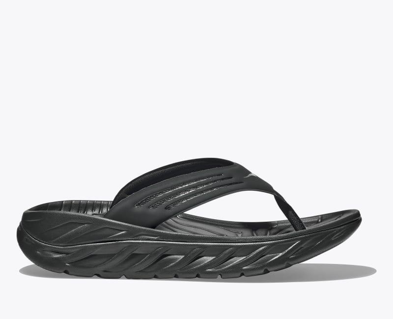 HOKA Mens ORA Recovery Flip Shoes in Black/Dark Gull Grey, Size 7 Product Image