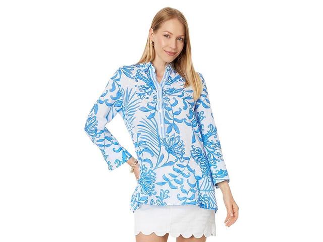 Lilly Pulitzer Riverlyn Pieced Print Tunic (Resort White Glisten In The Sun) Women's Clothing Product Image