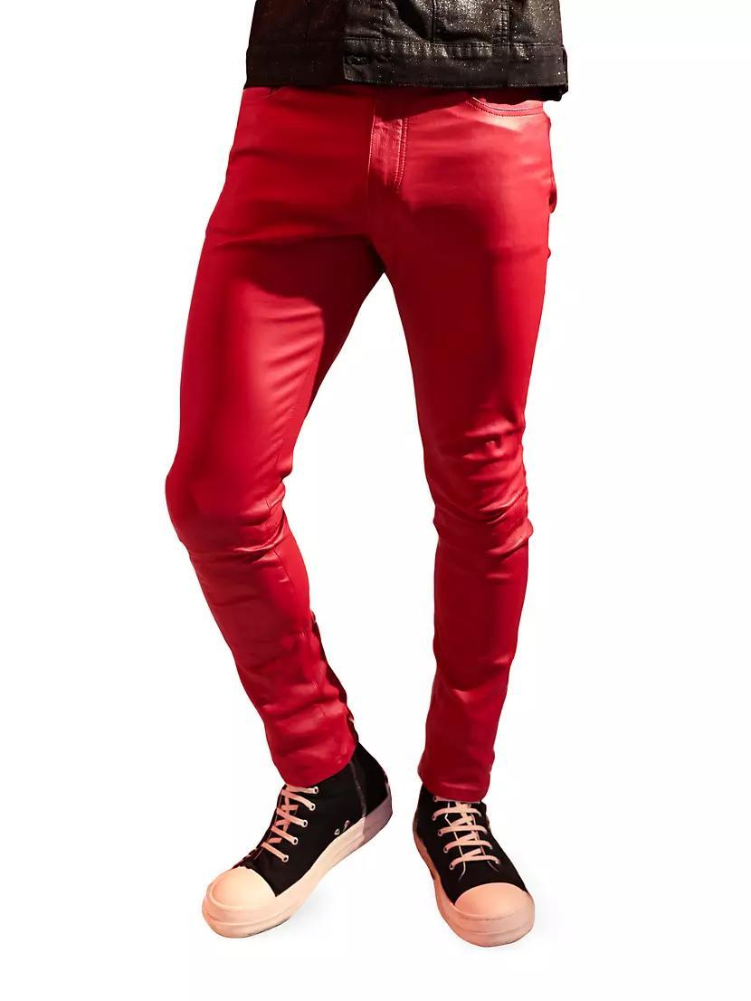 Greyson Leather Mid-Rise Skinny Jeans Product Image