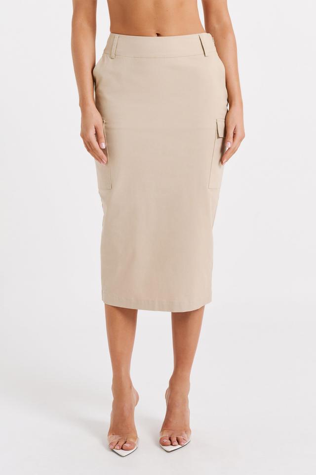 Lorna Mid Rise Cargo Skirt - Stone Product Image