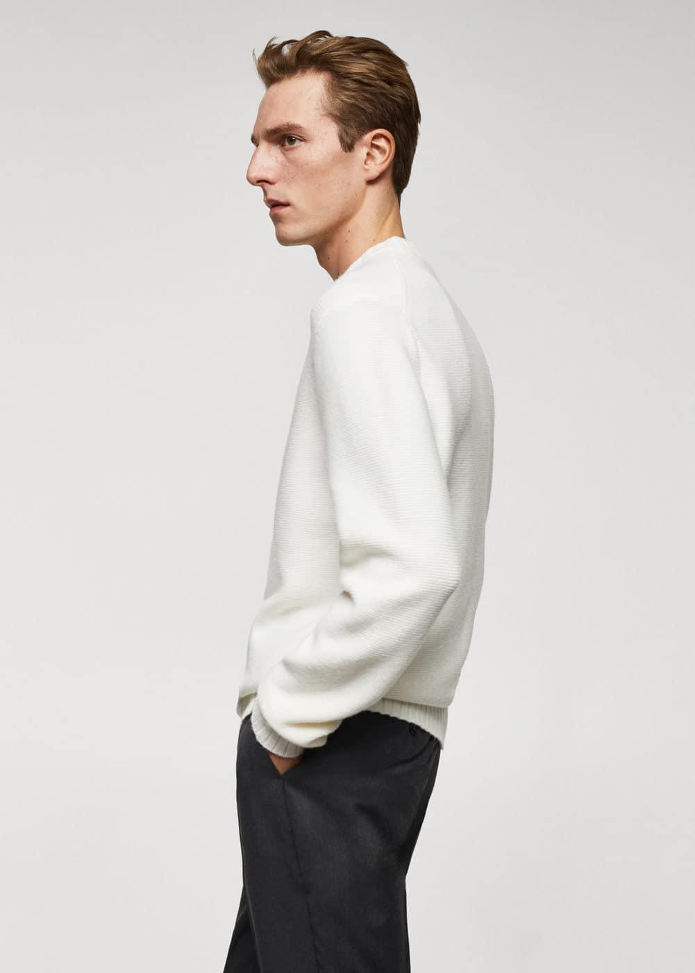 MANGO MAN - Knitted sweater with ribbed details off whiteMen Product Image