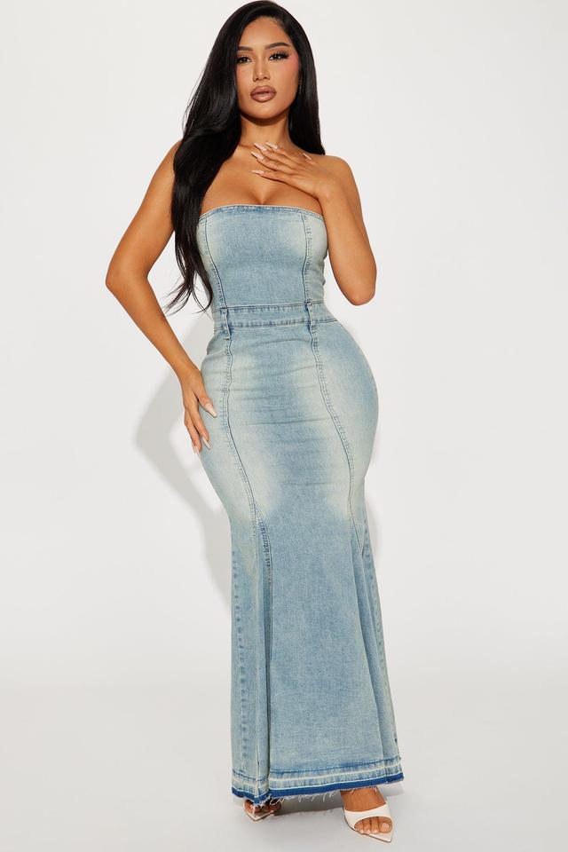 Kaia Denim Maxi Dress - Light Blue Wash Product Image