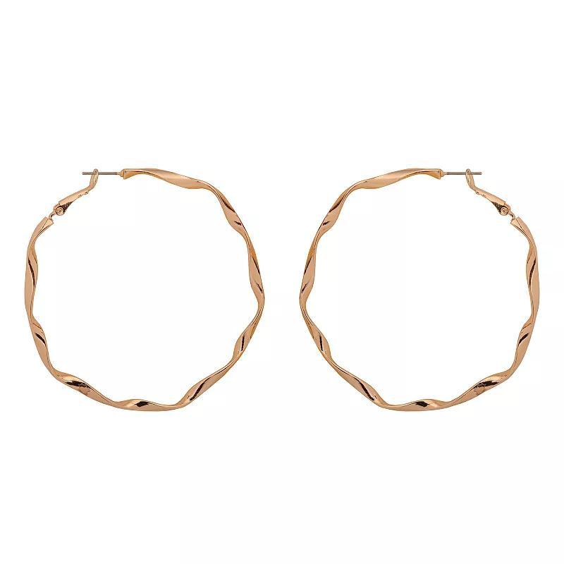 Emberly Gold Tone Oversized Twisted Hoop Earrings, Womens Product Image