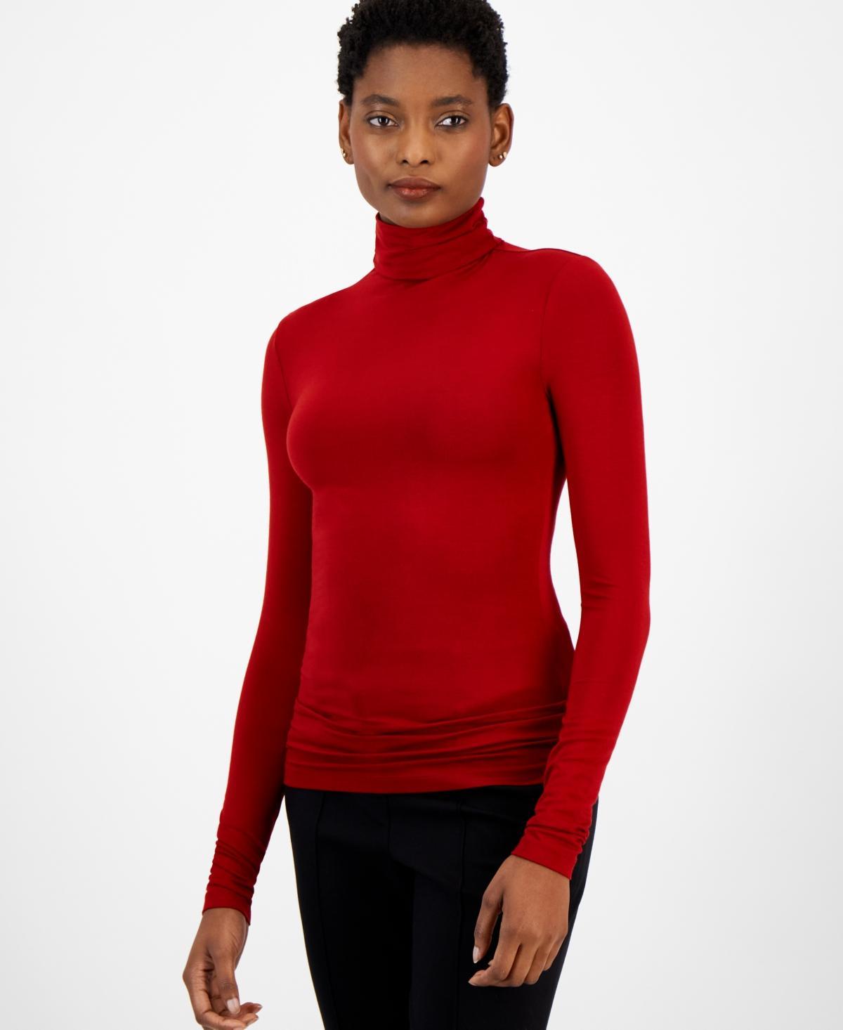 Anne Klein Womens Turtleneck Long-Sleeve Jersey Top Product Image