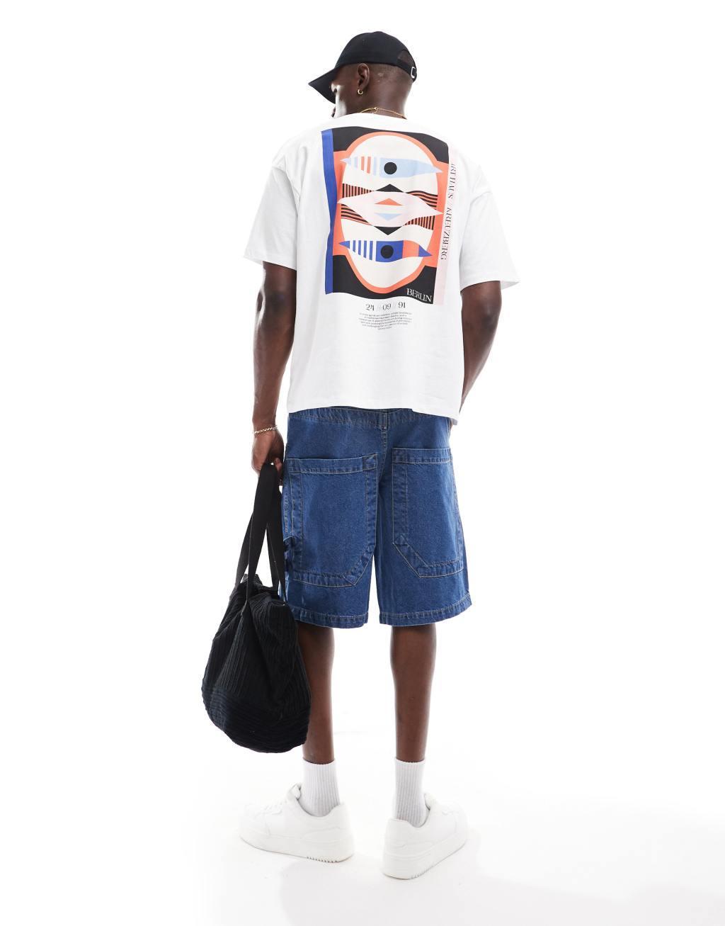 ASOS DESIGN oversized T-shirt with abstract back print in white product image