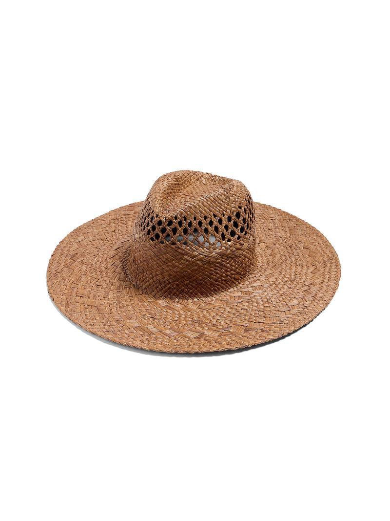 Raffia Mixed Stitch Fedora - Dark Brown product image