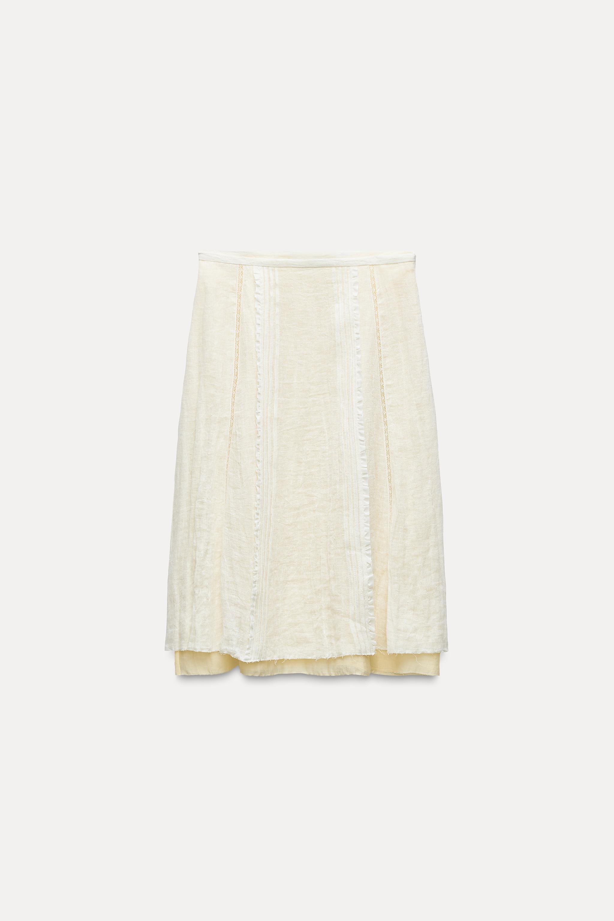 LINEN MIDI SKIRT ZW COLLECTION Product Image