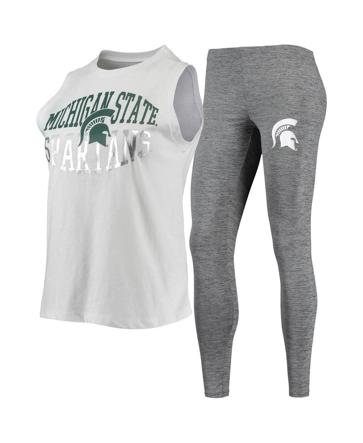 Womens Concepts Sport Charcoal/White Michigan State Spartans Tank Top & Leggings Sleep Set Product Image