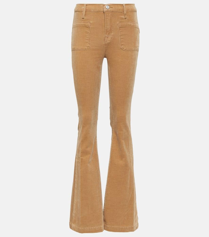 FRAME High-rise Flared Jeans In Beige Product Image