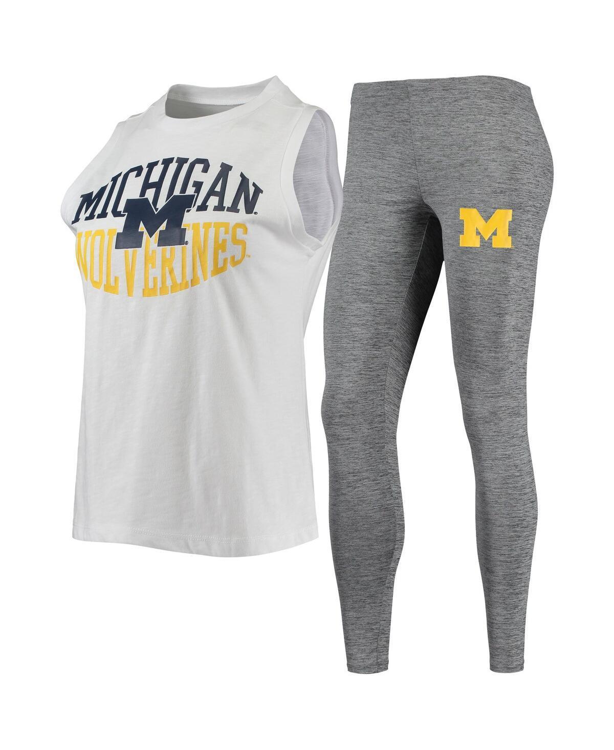 Womens Concepts Sport Charcoal/White Michigan Wolverines Tank Top & Leggings Sleep Set Product Image