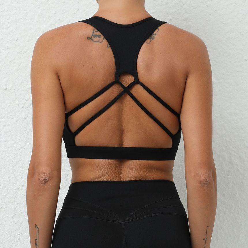 Plain Cutout Back Sport Bra Product Image