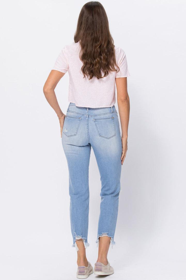 88389   Lili Mid-Rise Destroyed Hem Boyfriend Jeans by Judy Blue Jeans Product Image