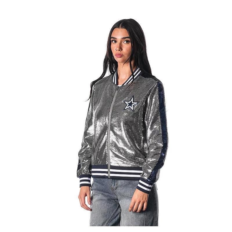 Womens The Wild Collective Dallas Cowboys Sequin Full-Zip Bomber Jacket Product Image