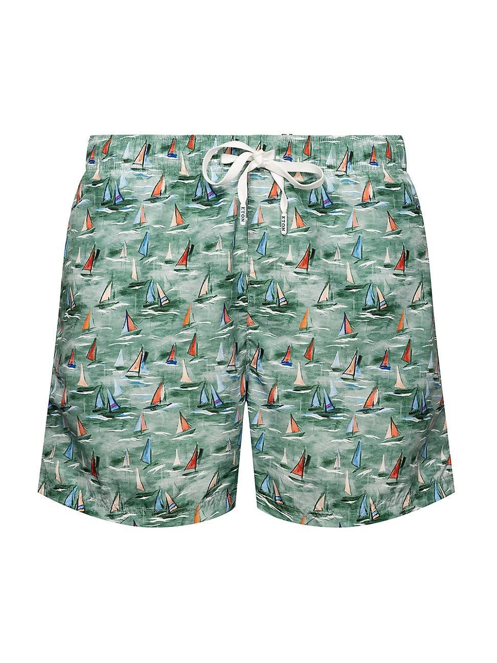 Mens Boat Print Swim Shorts Product Image