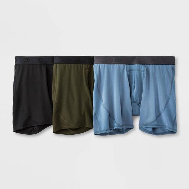 Mens Jersey Mesh Performance 3pk Boxer Briefs - All in Motion Black/Olive/Stability Blue M Product Image