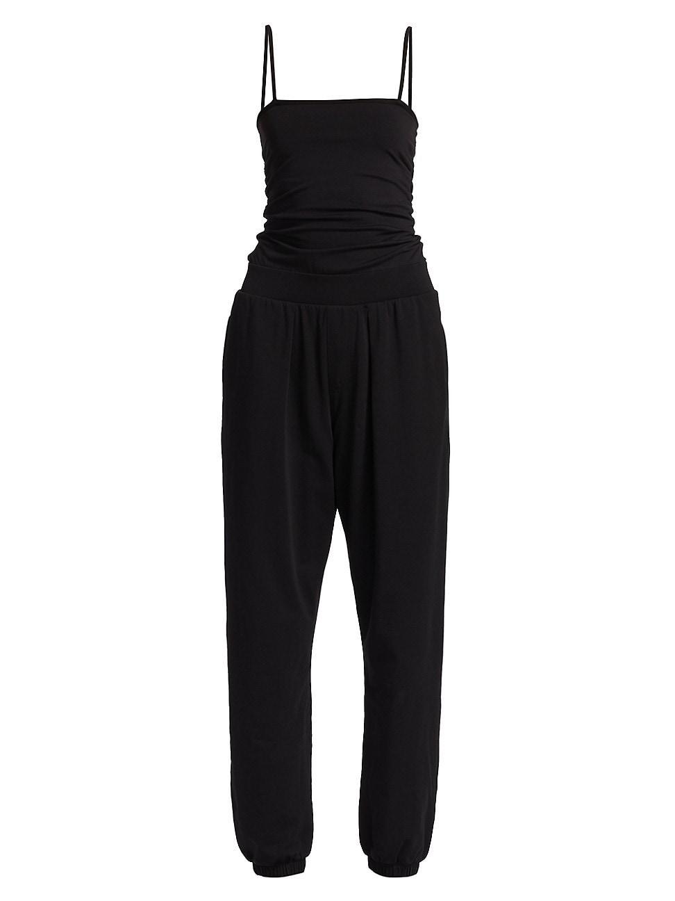 Womens Ruched Cotton-Blend Jogger-Style Jumpsuit Product Image