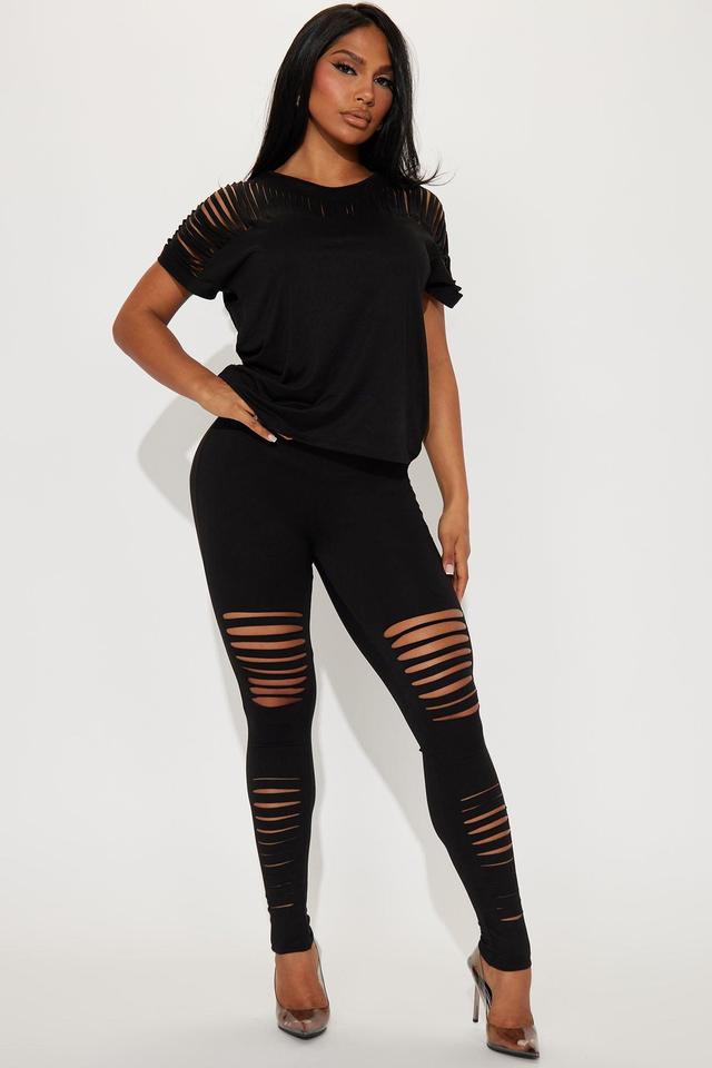 Jenna Distressed Legging Set - Black Product Image