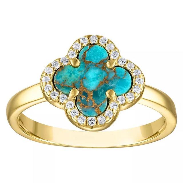 Designs by Gioelli 14k Gold Over Sterling Silver Gemstone Clover Ring, Womens Turquiose Product Image