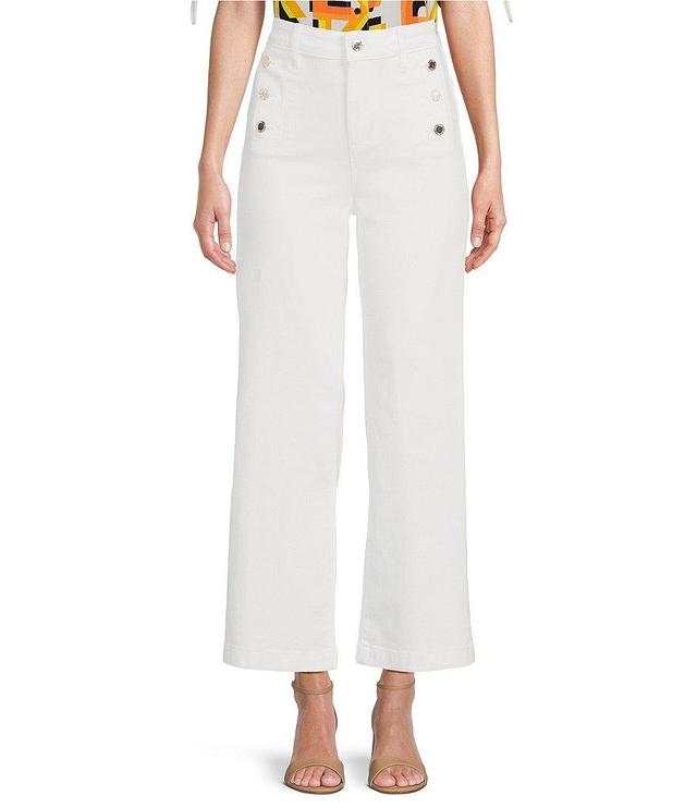 KARL LAGERFELD PARIS Stretch Denim Wide-Leg Cropped Jeans Product Image