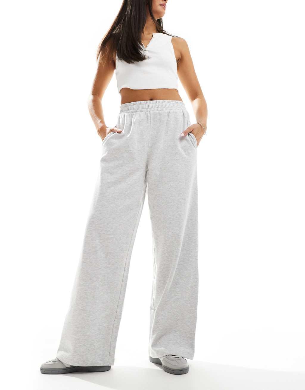 Miss Selfridge wide leg sweatpants in heather gray product image