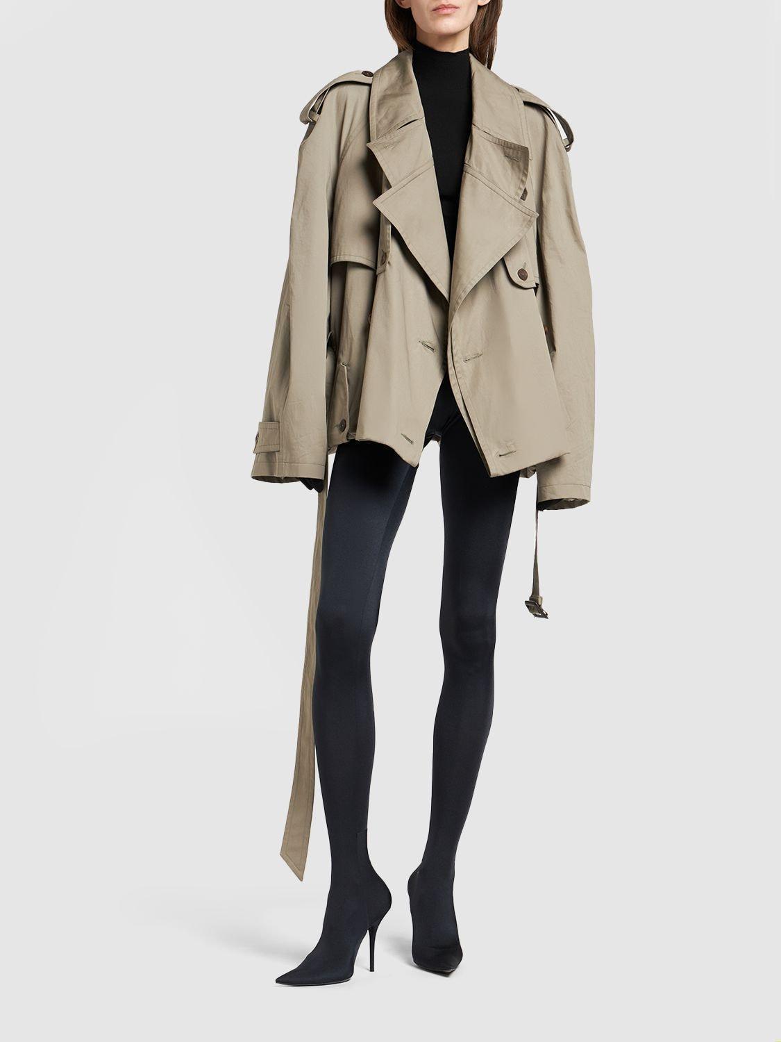 BALENCIAGA Folded Cotton Trench Coat In Sand Product Image