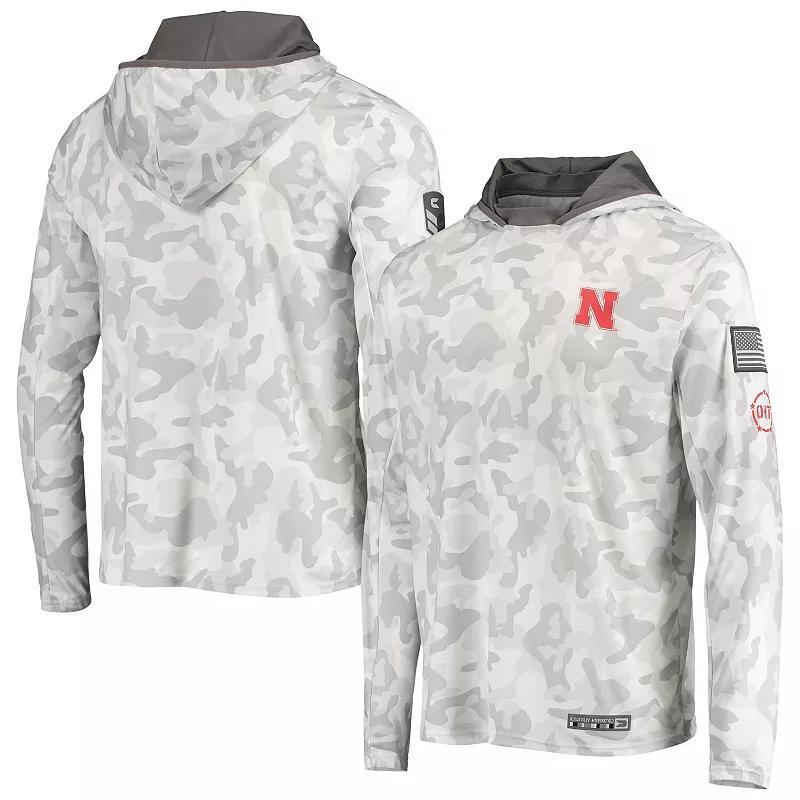 Mens Colosseum Arctic Camo Nebraska Huskers OHT Military Appreciation Long Sleeve Hoodie Top Product Image