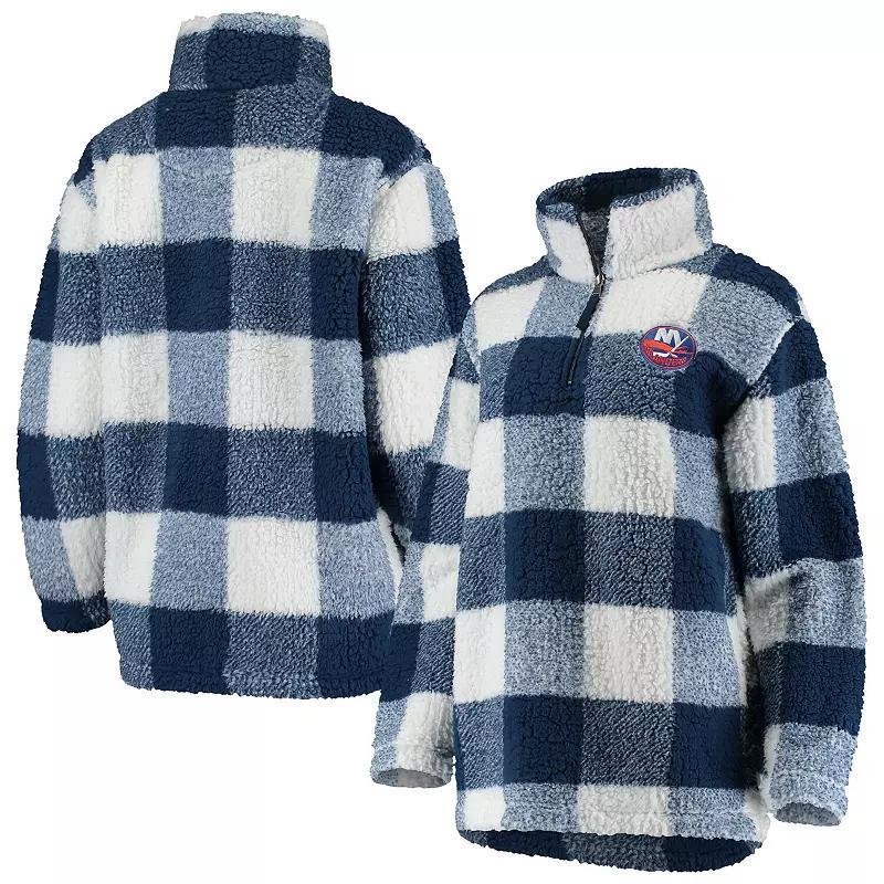 Womens G-III 4Her by Carl Banks Navy/White New York Islanders Plaid Sherpa Quarter-Zip Jacket Isl Blue Product Image