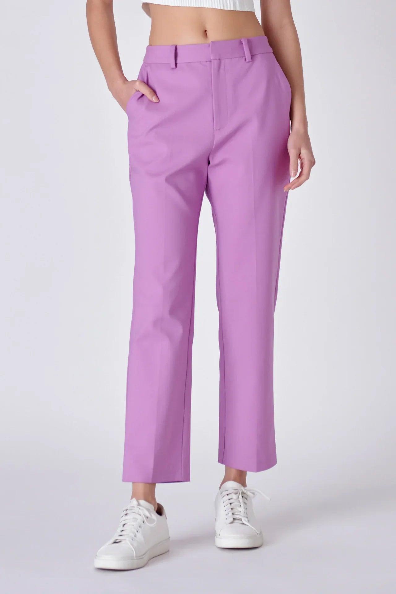 Lilac Slim Cigarette Trousers Product Image