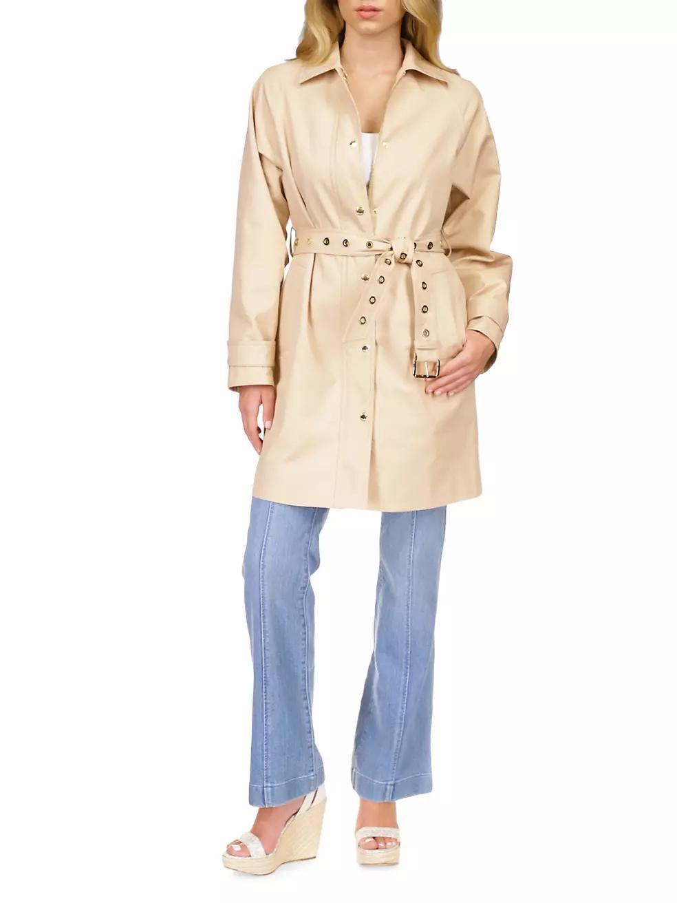 Grommet Belted Trench Coat Product Image