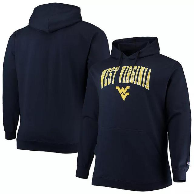 Mens Champion West Virginia Mountaineers Big & Tall Arch Over Logo Powerblend Pullover Hoodie Blue Product Image