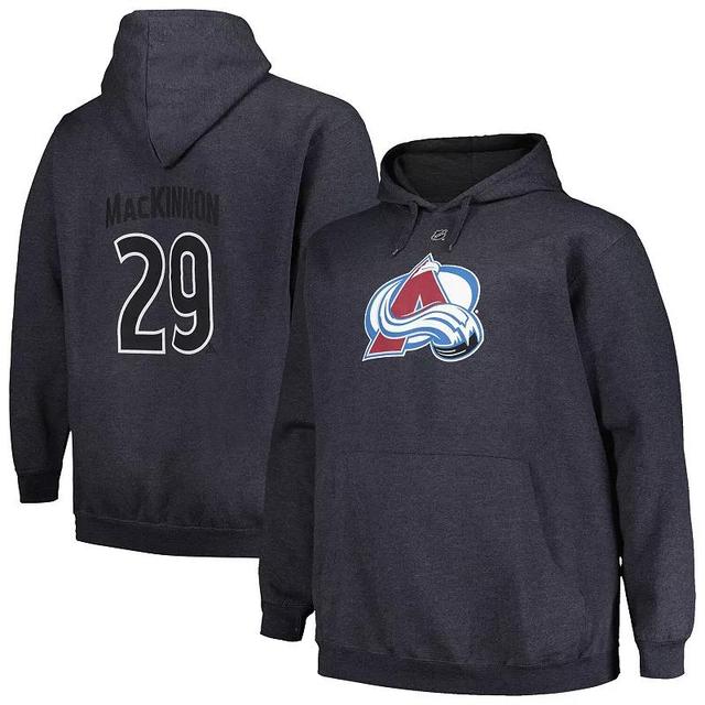 Mens Profile Nathan MacKinnon Charcoal Colorado Avalanche Big & Tall Name & Number Pullover Hoodie Product Image