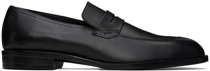 Black Leather Loafers In 001-black Product Image