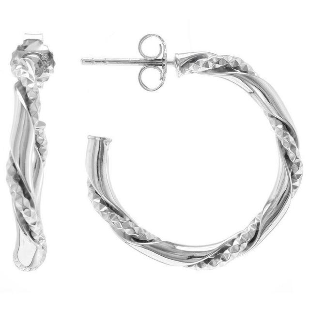 Judy Crowell Sterling Silver Textured Twist Hoop Earrings, Womens Product Image