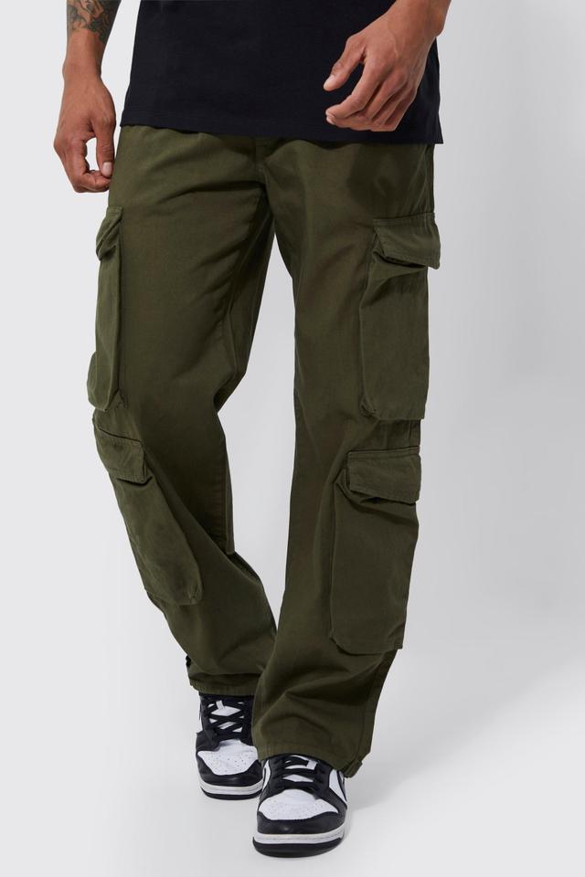 Fixed Waist Relaxed Peached Twill 3d Cargo Pants | boohooMAN USA Product Image