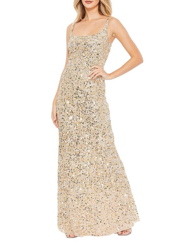 Womens Sleeveless Sequined Slip Gown Product Image